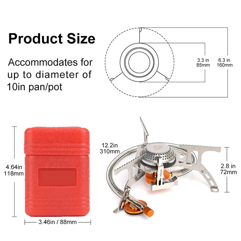 Widesea Camping Gas Stove – Strong Fire Outdoor Tourist Burner & Survival Cooker